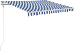 vidaXL - Luifel - automatisch - uittrekbaar - 300x250 - cm - blauw - en - wit