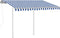 vidaXL - Luifel - automatisch - uittrekbaar - met - palen - 3x2,5 - m - blauw - en - wit