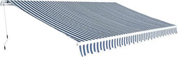vidaXL - Luifel - handmatig - uitschuifbaar - 500 - cm - blauw - en - wit