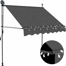 vidaXL - Luifel - handmatig - uitschuifbaar - met - LED - 100 - cm - antracietkleurig