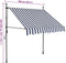 vidaXL - Luifel - handmatig - uitschuifbaar - met - LED - 100 - cm - blauw - en - wit