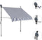 vidaXL - Luifel - handmatig - uitschuifbaar - met - LED - 100 - cm - blauw - en - wit