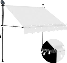 vidaXL - Luifel - handmatig - uitschuifbaar - met - LED - 150 - cm - crèmekleurig