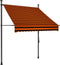vidaXL - Luifel - handmatig - uitschuifbaar - met - LED - 150 - cm - oranje - en - bruin