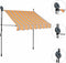 vidaXL - Luifel - handmatig - uitschuifbaar - met - LED - 150 - cm - geel - en - blauw