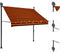 vidaXL - Luifel - handmatig - uitschuifbaar - met - LED - 200 - cm - oranje - en - bruin
