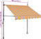 vidaXL - Luifel - handmatig - uitschuifbaar - met - LED - 200 - cm - geel - en - blauw