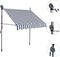 vidaXL - Luifel - handmatig - uitschuifbaar - met - LED - 200 - cm - blauw - en - wit