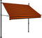 vidaXL - Luifel - handmatig - uitschuifbaar - met - LED - 200 - cm - oranje - en - bruin