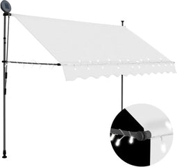 vidaXL - Luifel - handmatig - uitschuifbaar - met - LED - 250 - cm - crèmekleurig