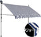 vidaXL - Luifel - handmatig - uitschuifbaar - met - LED - 250 - cm - blauw - en - wit