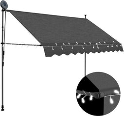 vidaXL - Luifel - handmatig - uitschuifbaar - met - LED - 250 - cm - antracietkleurig