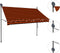 vidaXL - Luifel - handmatig - uitschuifbaar - met - LED - 250 - cm - oranje - en - bruin