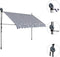 vidaXL - Luifel - handmatig - uitschuifbaar - met - LED - 250 - cm - blauw - en - wit