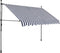 vidaXL - Luifel - handmatig - uitschuifbaar - met - LED - 250 - cm - blauw - en - wit