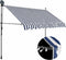vidaXL - Luifel - handmatig - uitschuifbaar - met - LED - 300 - cm - blauw - en - wit