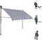 vidaXL - Luifel - handmatig - uitschuifbaar - met - LED - 300 - cm - blauw - en - wit