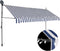vidaXL - Luifel - handmatig - uitschuifbaar - met - LED - 350 - cm - blauw - en - wit