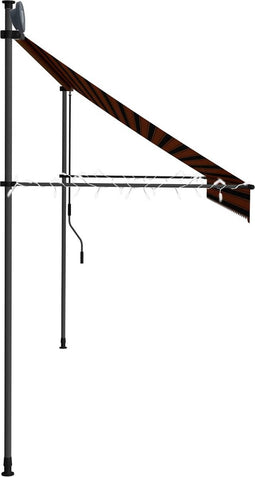 vidaXL - Luifel - handmatig - uitschuifbaar - met - LED - 350 - cm - oranje - en - bruin