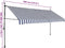 vidaXL - Luifel - handmatig - uitschuifbaar - met - LED - 350 - cm - blauw - en - wit