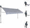 vidaXL - Luifel - handmatig - uitschuifbaar - met - LED - 350 - cm - blauw - en - wit