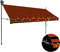 vidaXL - Luifel - handmatig - uitschuifbaar - met - LED - 350 - cm - oranje - en - bruin