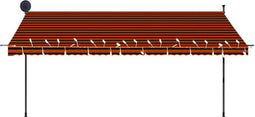 vidaXL - Luifel - handmatig - uitschuifbaar - met - LED - 400 - cm - oranje - en - bruin