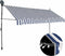 vidaXL - Luifel - handmatig - uitschuifbaar - met - LED - 400 - cm - blauw - en - wit
