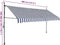 vidaXL - Luifel - handmatig - uitschuifbaar - met - LED - 400 - cm - blauw - en - wit