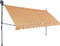 vidaXL - Luifel - handmatig - uitschuifbaar - met - LED - 400 - cm - geel - en - blauw