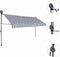 vidaXL - Luifel - handmatig - uitschuifbaar - met - LED - 400 - cm - blauw - en - wit