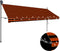 vidaXL - Luifel - handmatig - uitschuifbaar - met - LED - 400 - cm - oranje - en - bruin