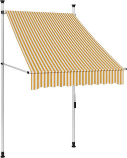 vidaXL - Luifel - handmatig - uittrekbaar - 100 - cm - oranje - en - witte - strepen