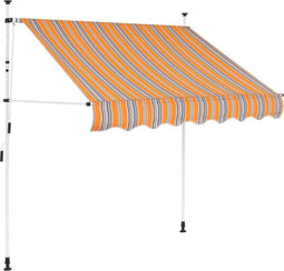 vidaXL - Luifel - handmatig - uittrekbaar - 150 - cm - geel - en - blauwe - strepen