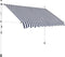 vidaXL - Luifel - handmatig - uittrekbaar - 250 - cm - blauw - en - witte - strepen