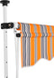 vidaXL - Luifel - handmatig - uittrekbaar - 250 - cm - geel - en - blauwe - strepen