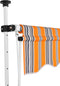 vidaXL - Luifel - handmatig - uittrekbaar - 300 - cm - geel - en - blauwe - strepen