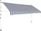 vidaXL - Luifel - handmatig - uittrekbaar - 350 - cm - blauw - en - witte - strepen