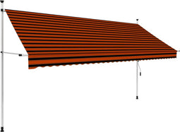 vidaXL - Luifel - handmatig - uittrekbaar - 350 - cm - oranje - en - bruin