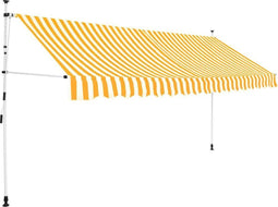 vidaXL - Luifel - handmatig - uittrekbaar - 350 - cm - oranje - en - witte - strepen