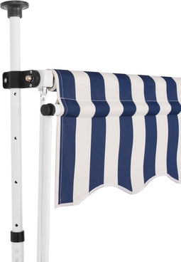 vidaXL - Luifel - handmatig - uittrekbaar - 400 - cm - blauw - en - witte - strepen