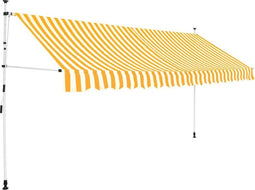 vidaXL - Luifel - handmatig - uittrekbaar - 400 - cm - oranje - en - witte - strepen