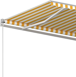 vidaXL - Luifel - handmatig - uittrekbaar - 450x300 - cm - geel - en - wit