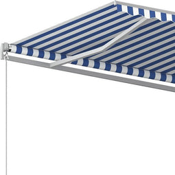vidaXL - Luifel - handmatig - uittrekbaar - 500x350 - cm - blauw - en - wit