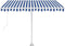 vidaXL - Luifel - handmatig - uittrekbaar - met - LED - 300x250 - cm - blauw - en - wit