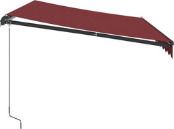 vidaXL - Luifel - handmatig - uittrekbaar - met - LED's - 350x250 - cm - bordeauxrood