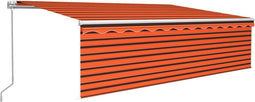 vidaXL - Luifel - handmatig - uittrekbaar - rolgordijn - LED - 5x3 - m - oranje - bruin
