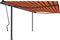 vidaXL - Luifel - met - palen - handmatig - uittrekbaar - 4,5x3,5m - oranje - en - bruin