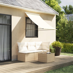 vidaXL - Luifel - uittrekbaar - 150x150 - cm - stof - en - staal - crèmekleurig