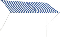 vidaXL - Luifel - uittrekbaar - 250x150 - cm - blauw - en - wit